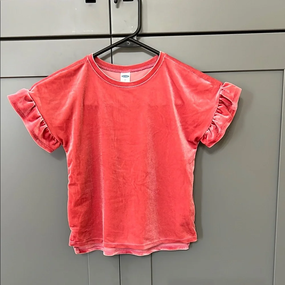 Old Navy Rosey-Pink velour Ruffle Sleeve Kids Top
